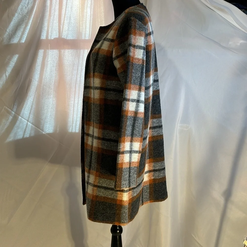 Max Studio Wool Plaid Open Fall Jacket M